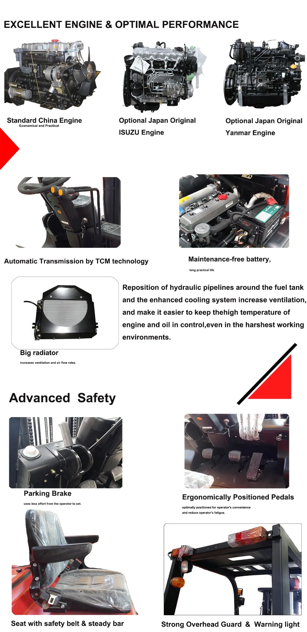 New Hydraulic 3ton 4ton 5ton Montacarga Electric/LPG/Diesel Forklift 3m/4.5m/5m/6m Lifting Height, with Japanese Isuz/Nissan/Mitsubishi Engine, with Side Shift